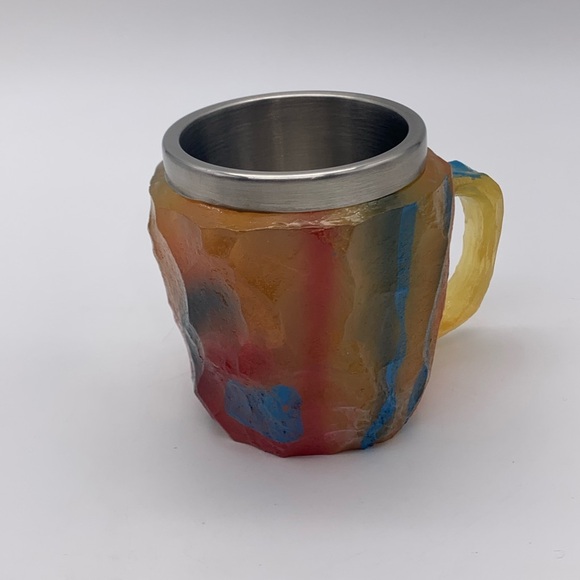 Mineral Crystal Flint Stones Style Stainless Steel Colorful 6 Oz Coffee Mug - Picture 4 of 7